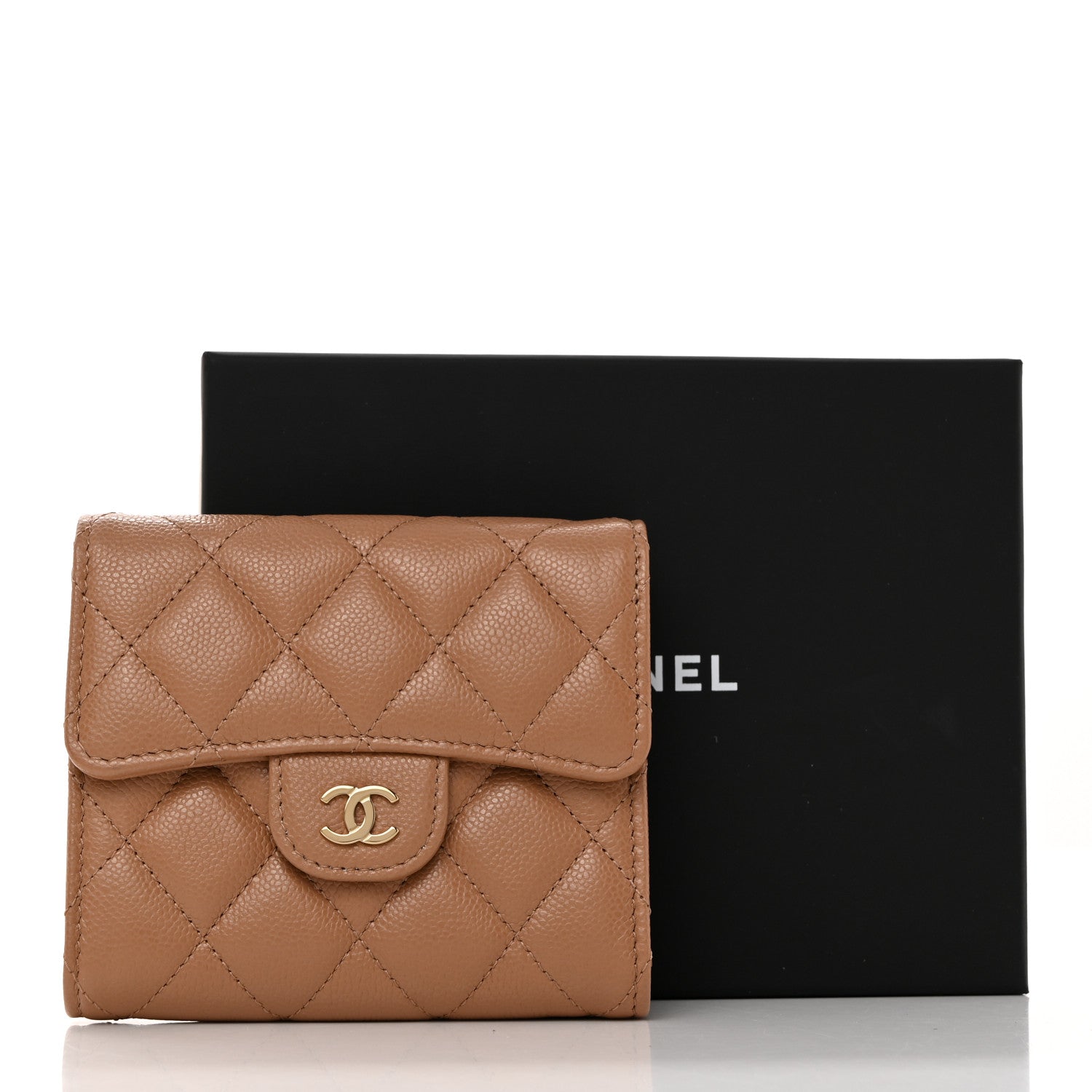 Chanel Caviar Quilted Compact Flap Wallet Beige 8 of 8