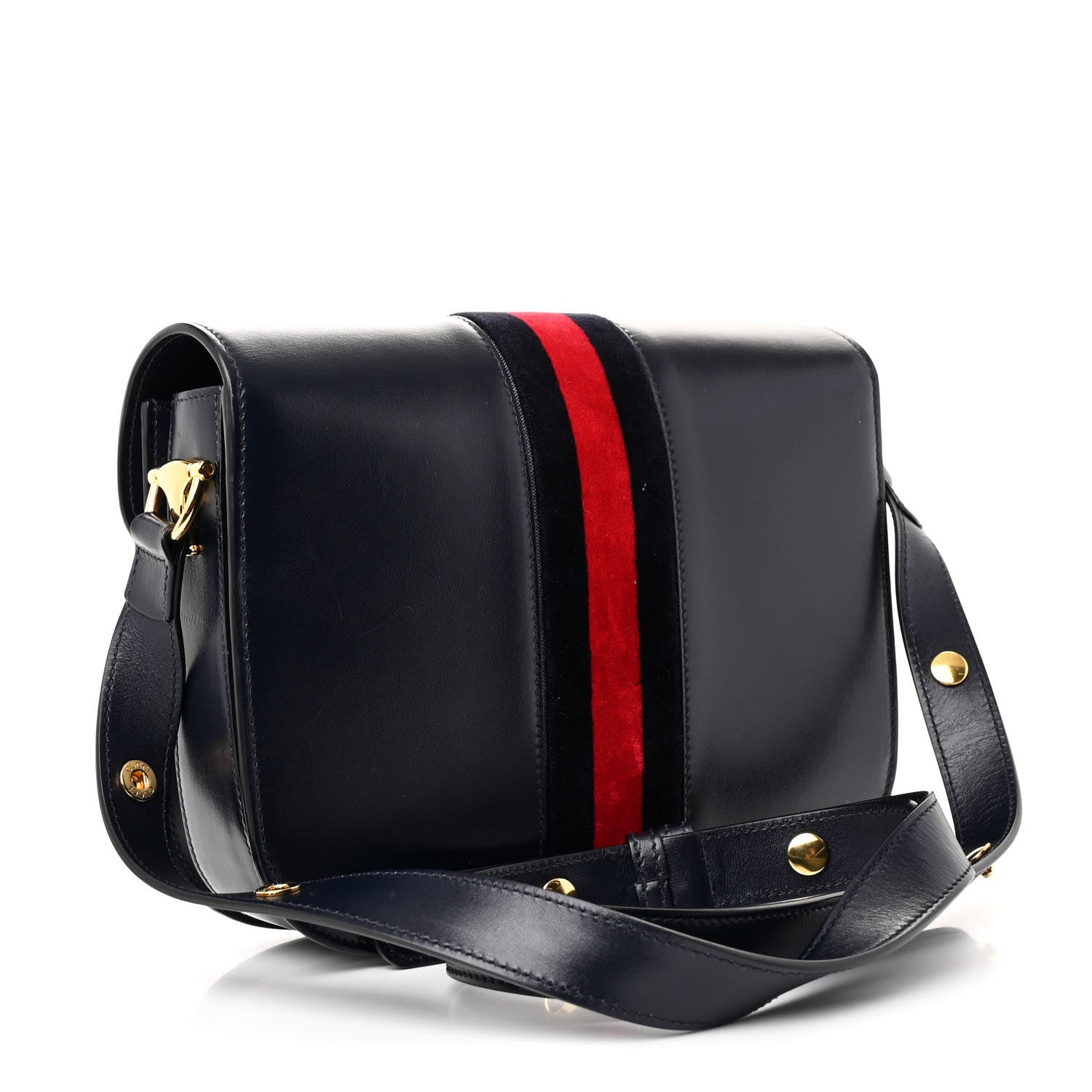 Gucci Calfskin Velvet Web Horsebit 1955 Shoulder Bag Blue 3 of 10