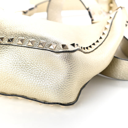 Valentino Garavani Metallic Pebbled Calfskin Small Rockstud Flip-Lock Messenger Bag Platino 8 of 8