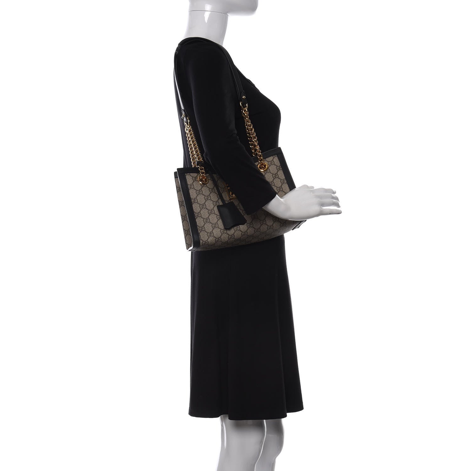 Gucci GG Supreme Monogram Small Padlock Tote Black 2 of 10