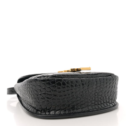 Saint Laurent Crocodile Embossed Calfskin Small Kaia Satchel Black 4 of 10