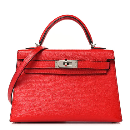 Hermes Chevre Mysore Mini Kelly Sellier 20 Rouge de Coeur 1 of 9