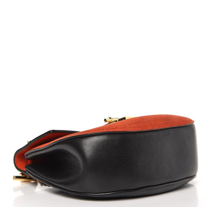 Chloe Suede Smooth Calfskin Mini Drew Shoulder Bag Plaid Red Black 4 of 11