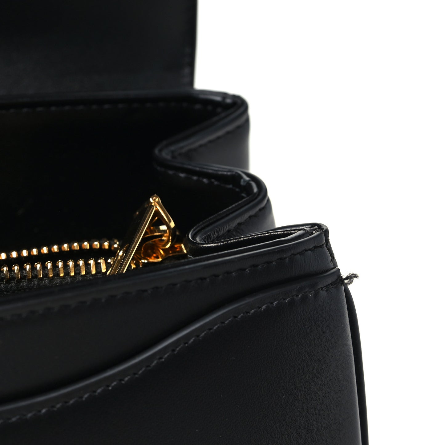 Satinated Calfskin Small 16 Top Handle Bag Black