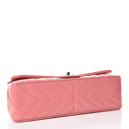 Chanel Patent Chevron Quilted Jumbo Single Flap Pink 5 of 11