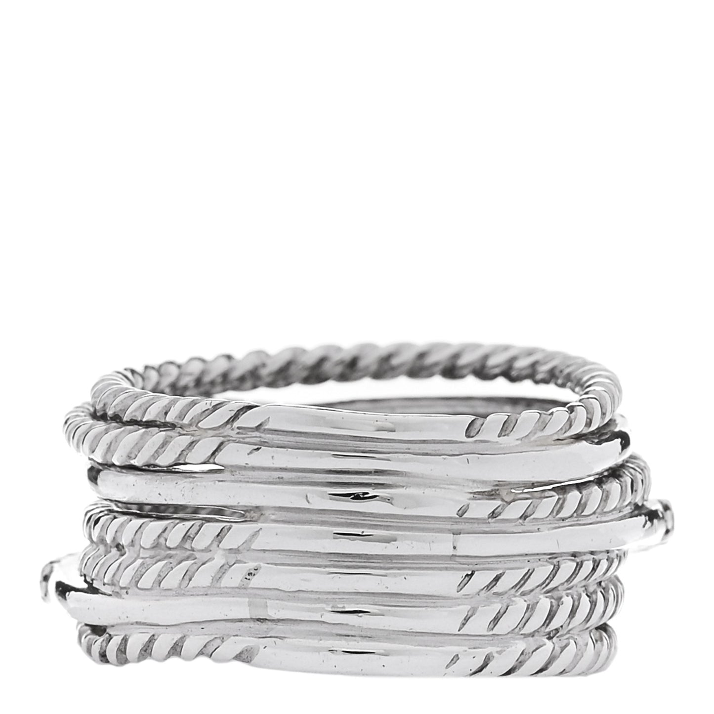Sterling Silver Diamond 12mm Wide Crossover Cable Ring 50 5.5