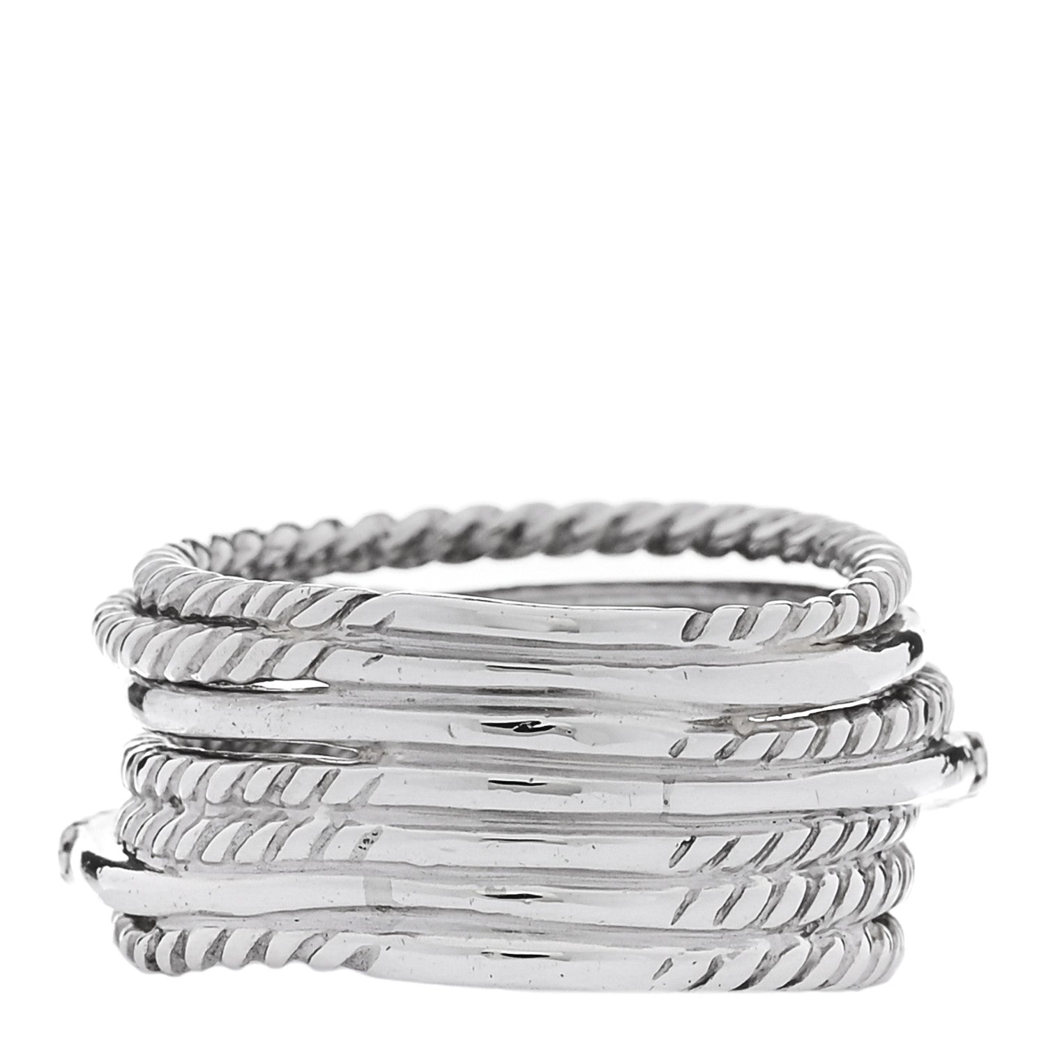 David Yurman Sterling Silver Diamond 12mm Wide Crossover Cable Ring 50 5.5 3 of 4
