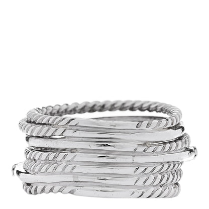 David Yurman Sterling Silver Diamond 12mm Wide Crossover Cable Ring 50 5.5 3 of 4