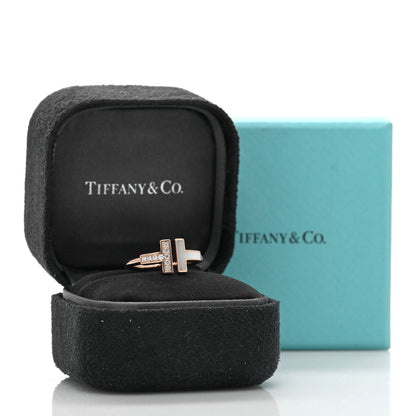 Tiffany 18K Rose Gold Diamond Mother of Pearl T Wire Ring 49 5 5 of 5