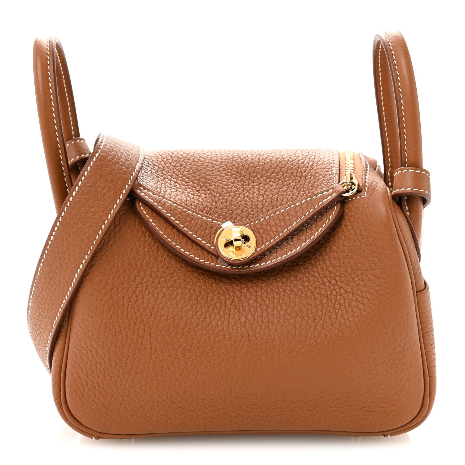 Hermes Taurillon Clemence Mini Lindy 20 Gold 1 of 10