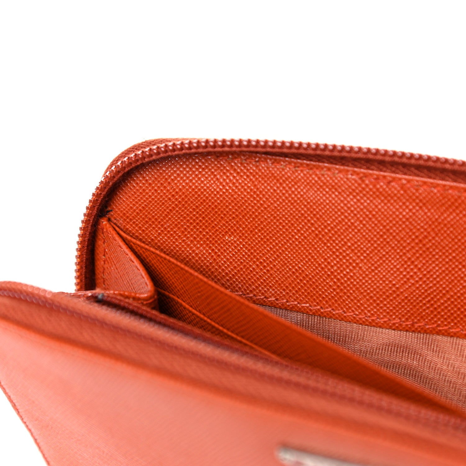 Prada Saffiano Metal Zip Around Wallet Rame 13 of 18