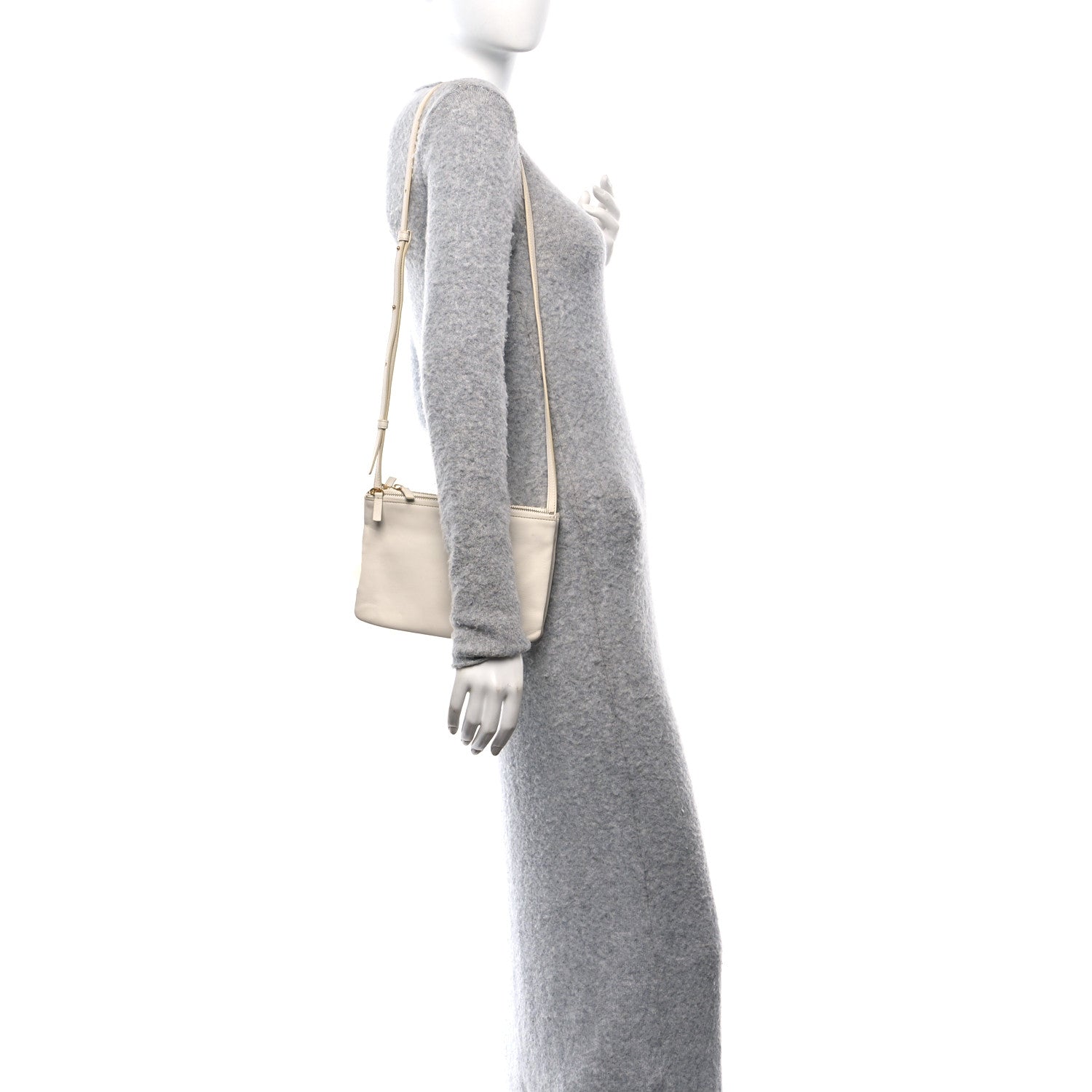 Celine Lambskin Small Trio Crossbody Bag White 2 of 11