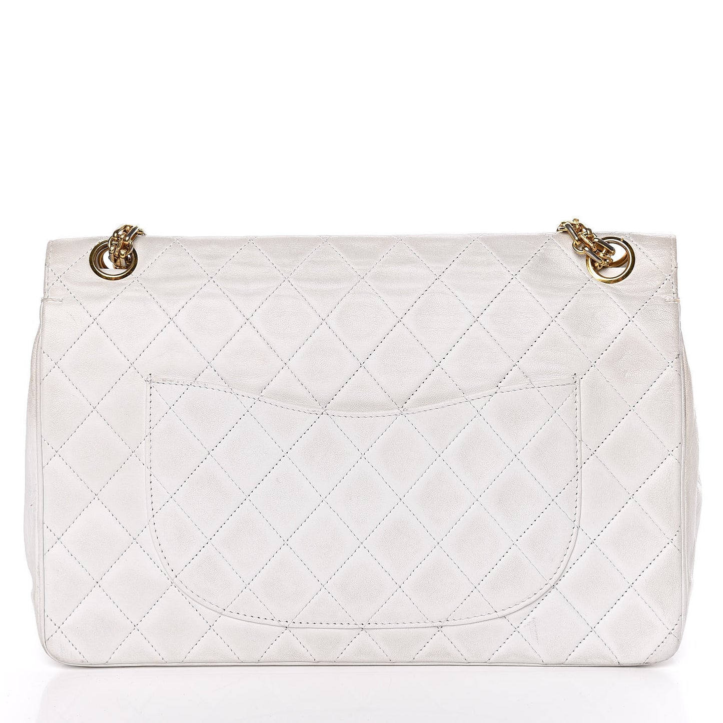 Lambskin Quilted Medium Double Flap White