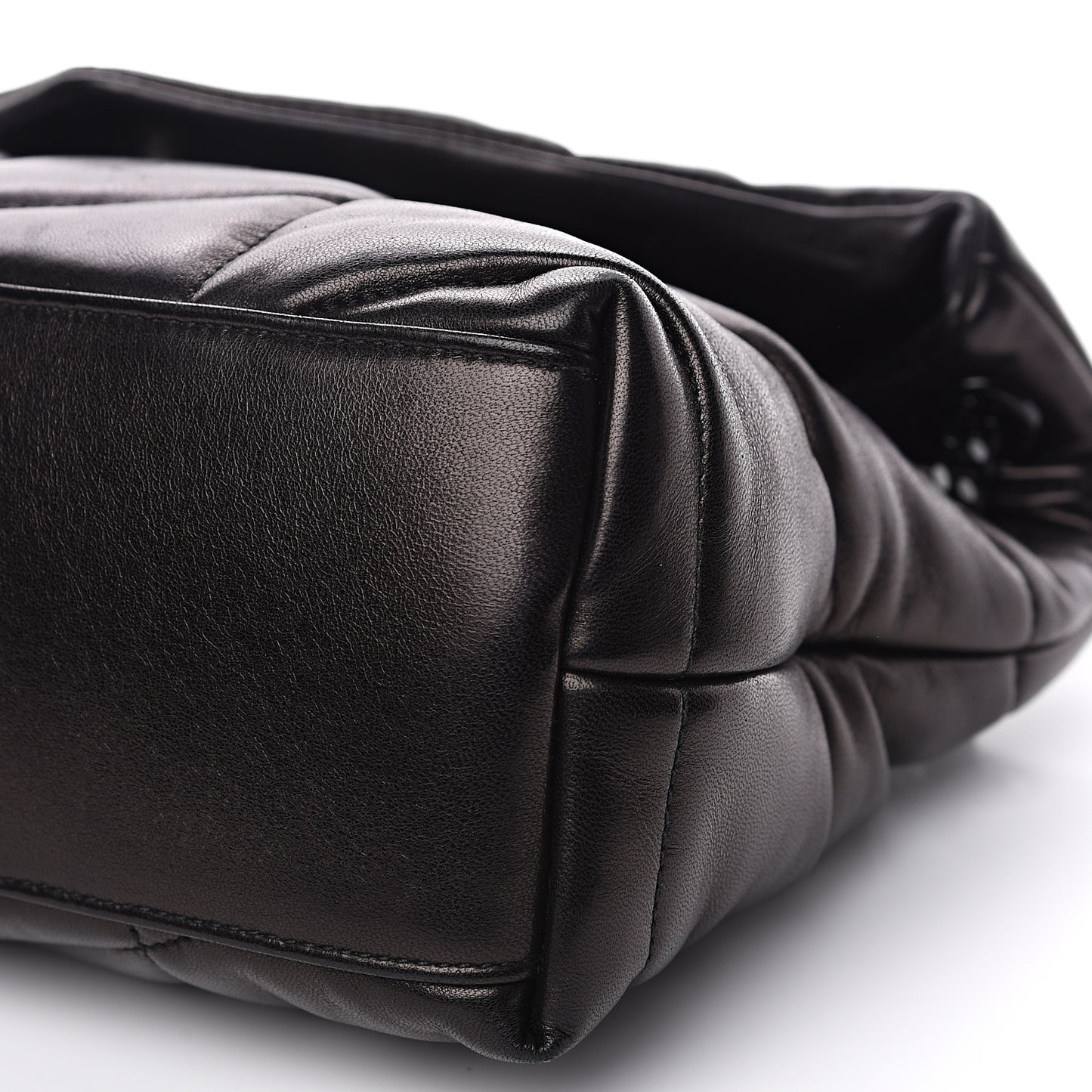 Lambskin Quilted Small Loulou Puffer Monogram Chain Satchel Black