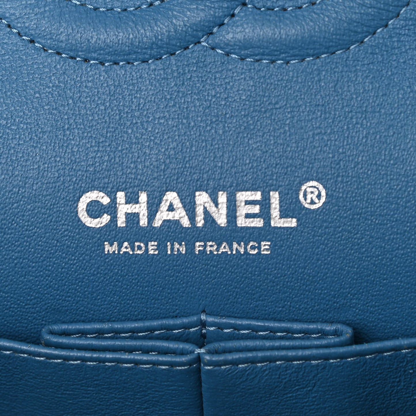 Iridescent Caviar Quilted Medium Double Flap Blue