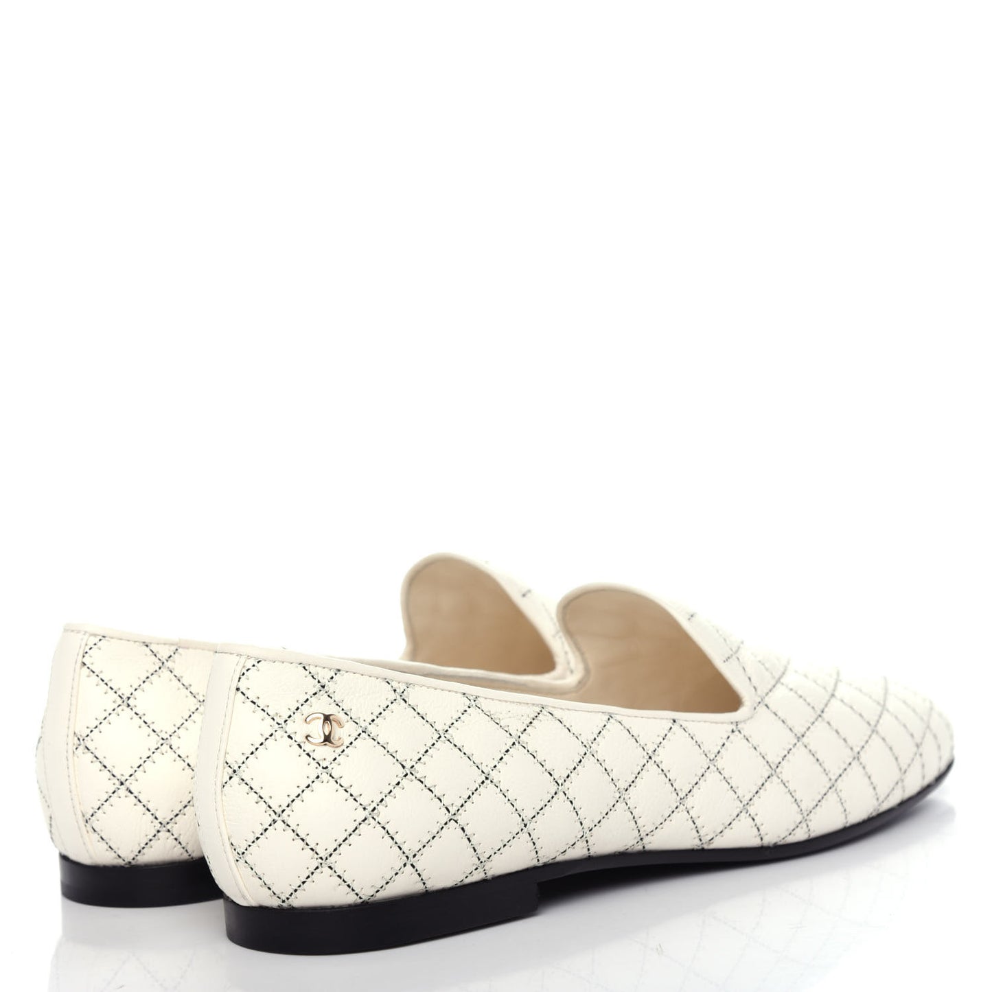 Calfskin Stitched CC Loafers 39 Ivory