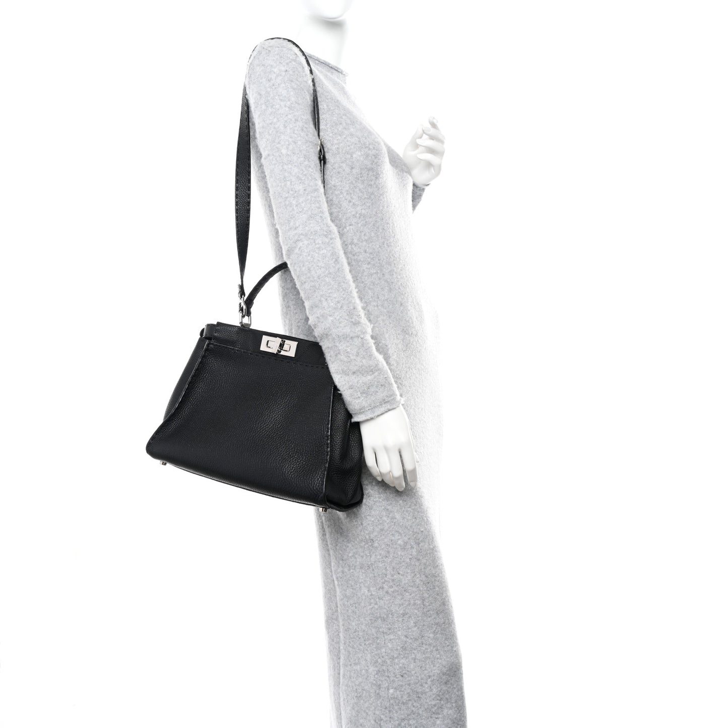 Cuoio Romano Selleria Bi-Color Medium Peekaboo Iconic Satchel Black Mou