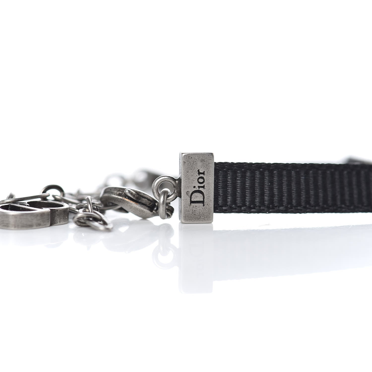 Christian Dior Grosgrain Ribbon Dior Logo Choker Necklace Black 4 of 4