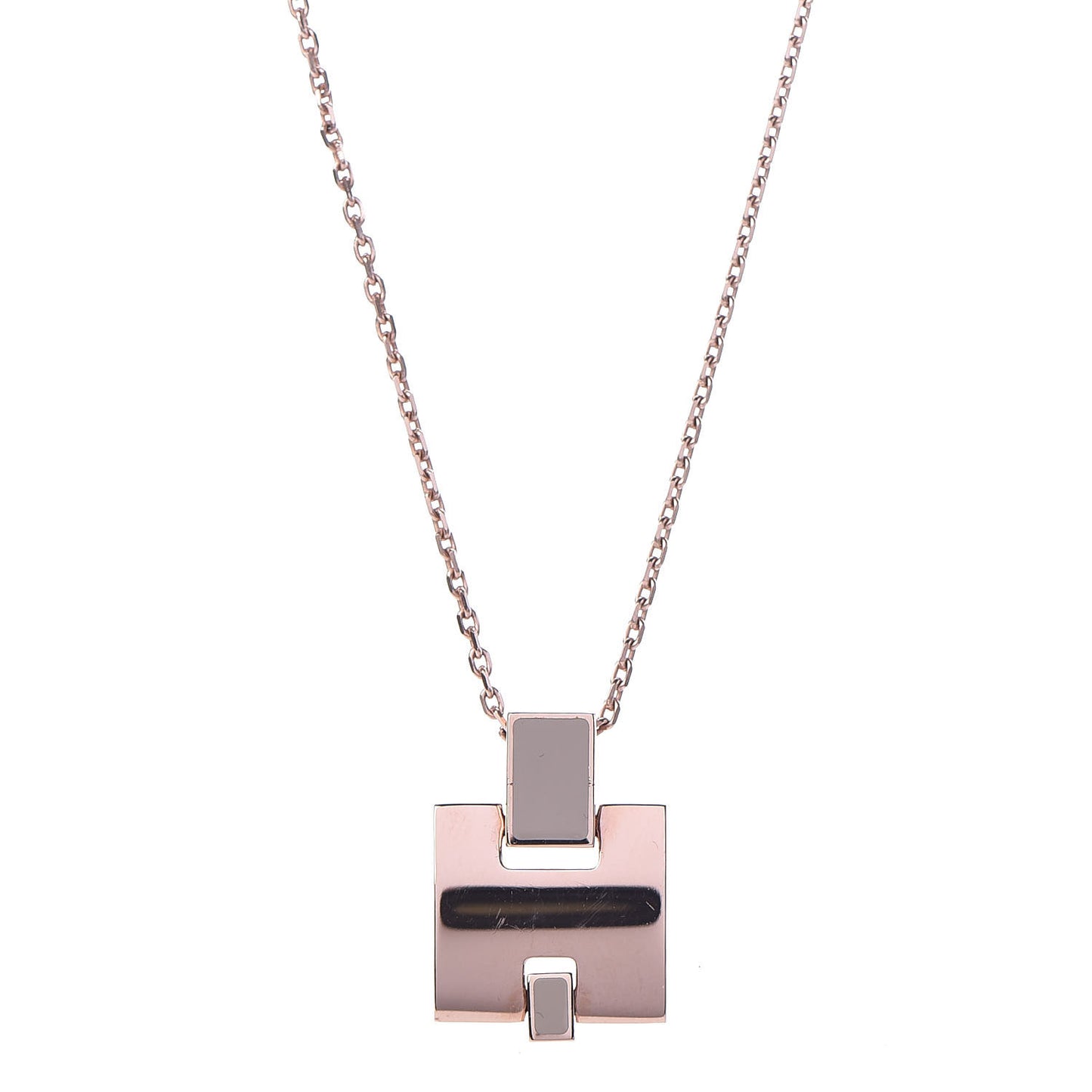 Rose Gold Plated Lacquered Eileen Pendant Necklace Marron Glace