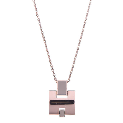 Hermes Rose Gold Plated Lacquered Eileen Pendant Necklace Marron Glace 5 of 7