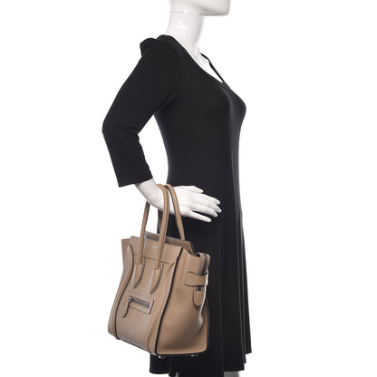Celine Drummed Calfskin Micro Luggage Dune 3 of 10