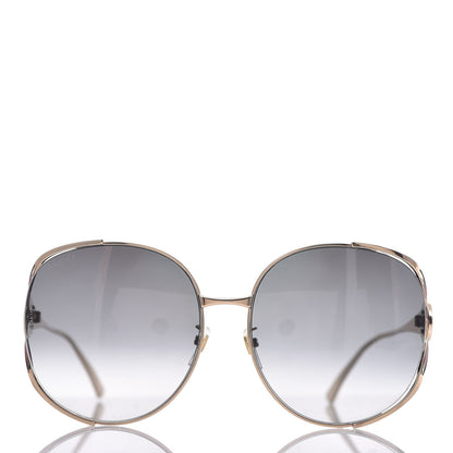 Gucci Metal Oversized Round Frame GG0225S Sunglasses Silver 2 of 8