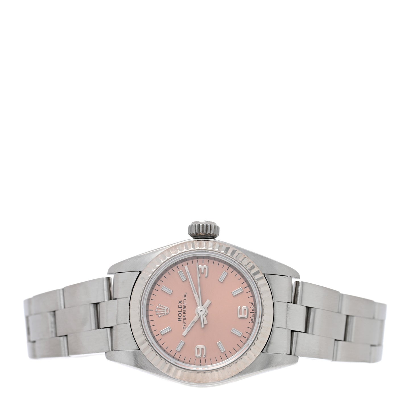 Stainless Steel 18K White Gold 24mm Oyster Perpetual Watch Pink 76094