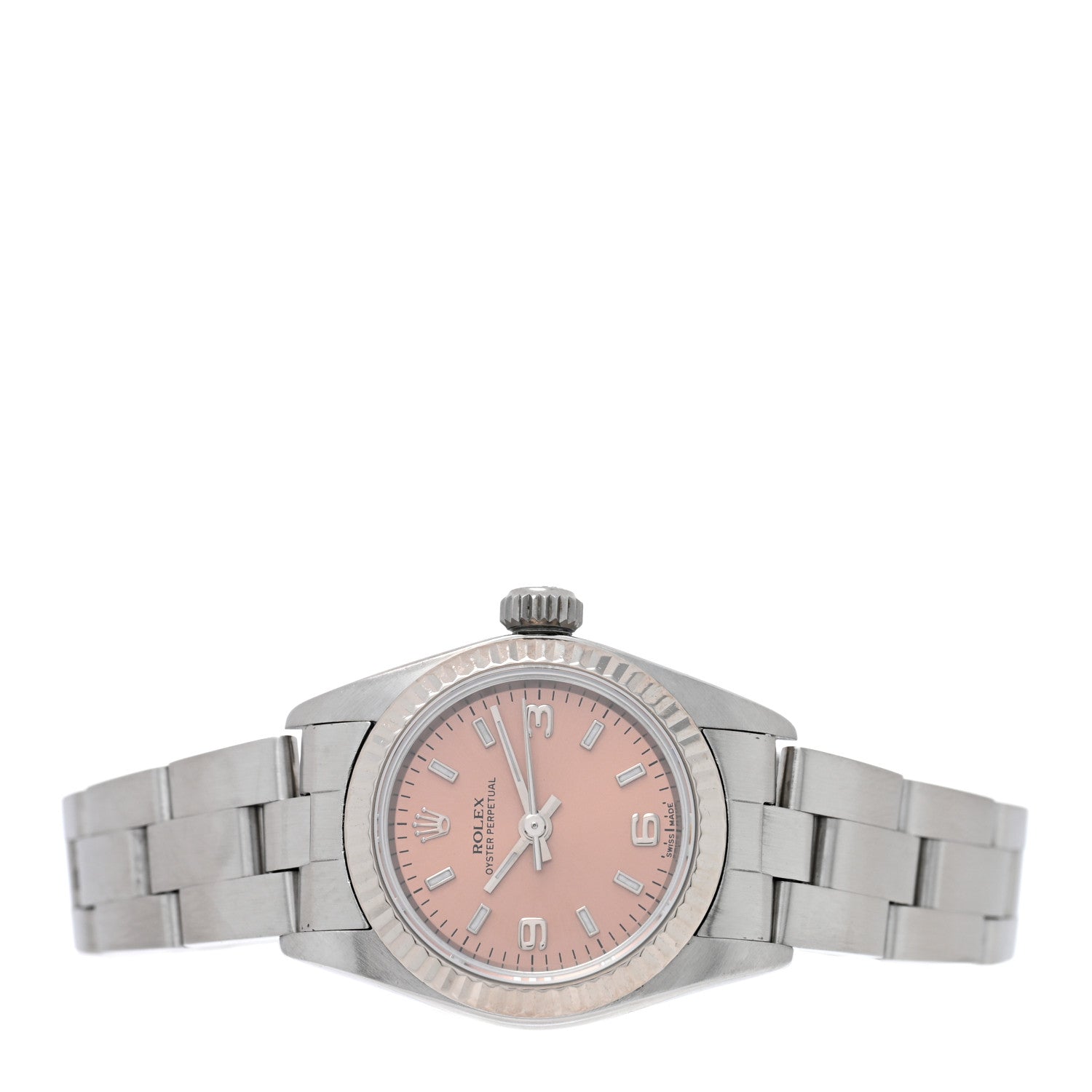 Rolex Stainless Steel 18K White Gold 24mm Oyster Perpetual Watch Pink 76094 2 of 4