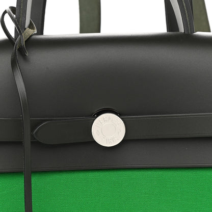Hermes Military Toile Vache Hunter Herbag a Dos Zip Retourne Backpack Bambou Kaki 9 of 11