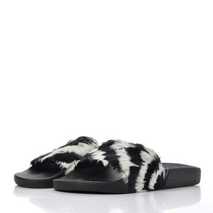Valentino Garavani Rubber Feather Pool Slide Sandals 37 Black White 3 of 8