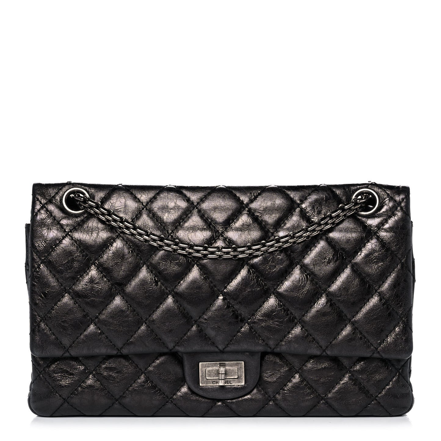 Aged Calfskin Quilted 2.55 Reissue 226 Flap Black