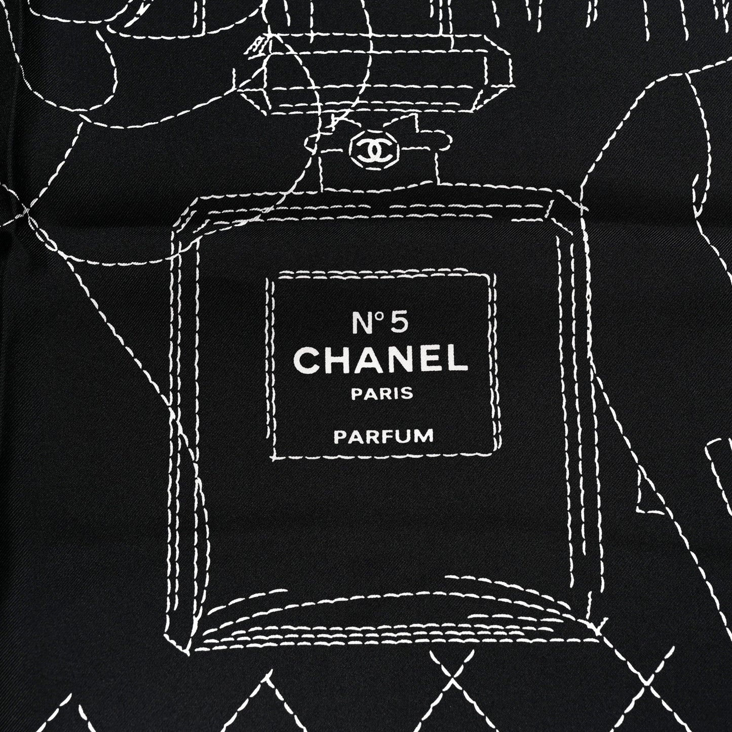 Silk Number 5 Perfume Scarf Black