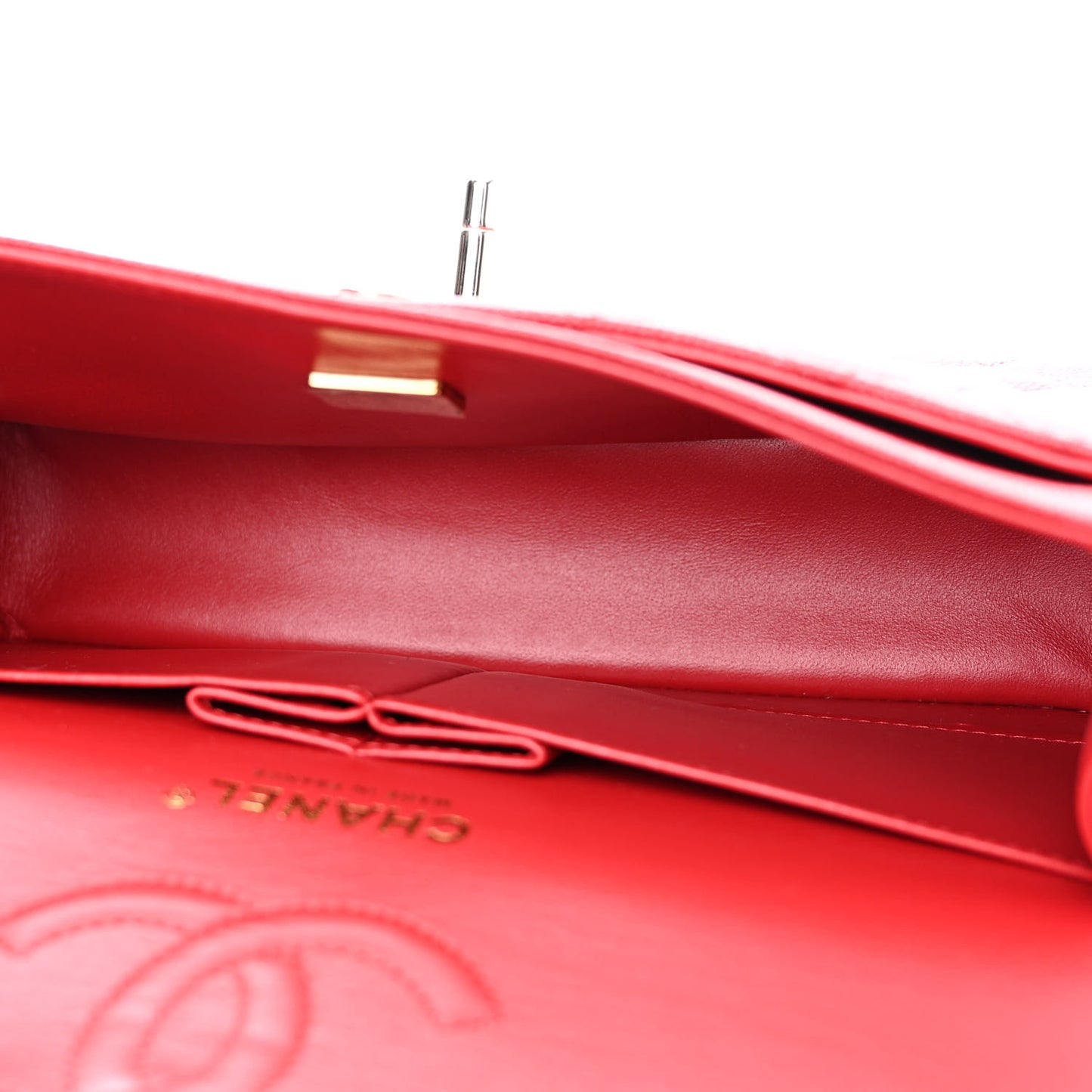 Caviar Quilted Small Double Flap Red