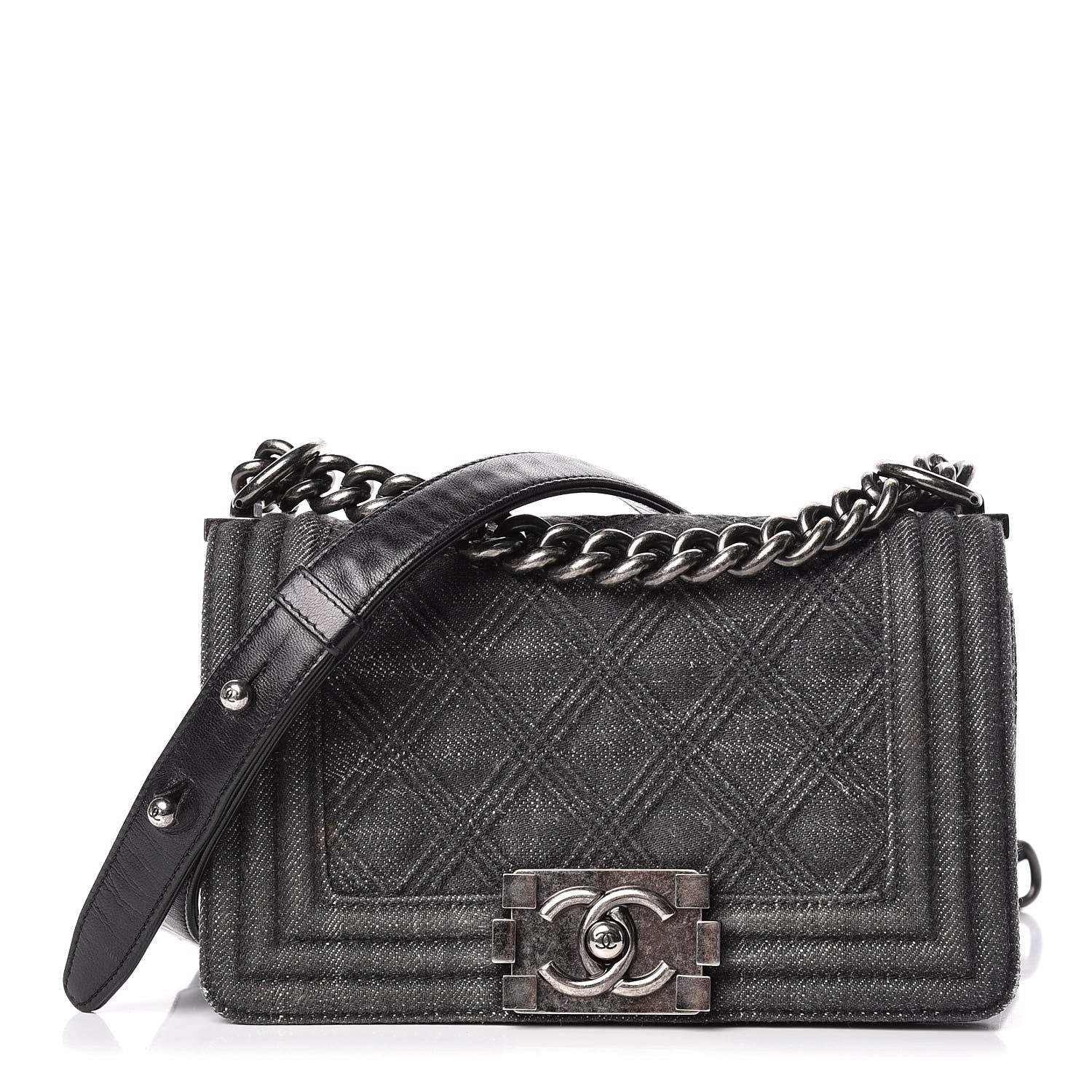Chanel Denim Quilted Small Boy Flap Black 1 of 14