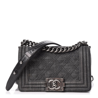 Chanel Denim Quilted Small Boy Flap Black 1 of 14