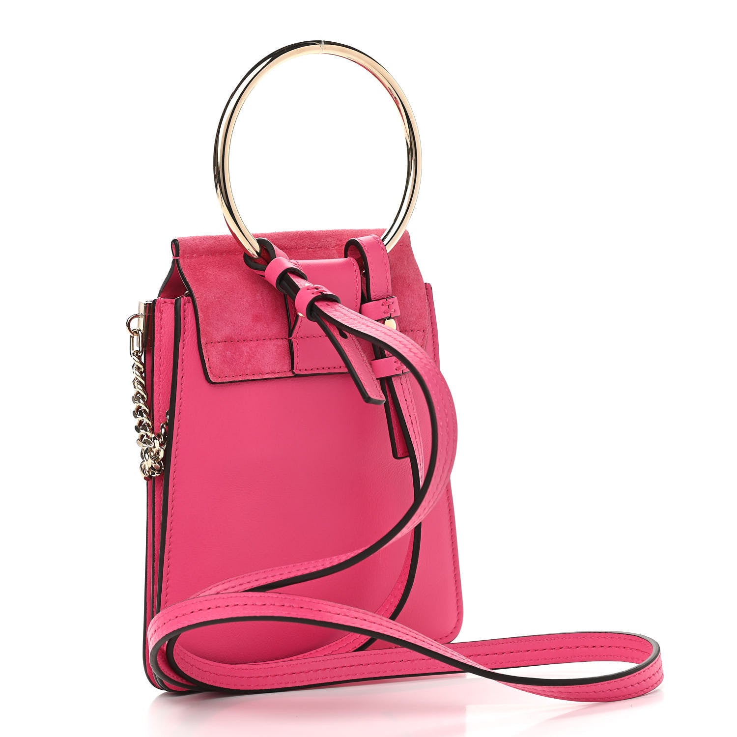 Chloe Suede Calfskin Mini Faye Bracelet Bag Fuchsia Rose 3 of 10