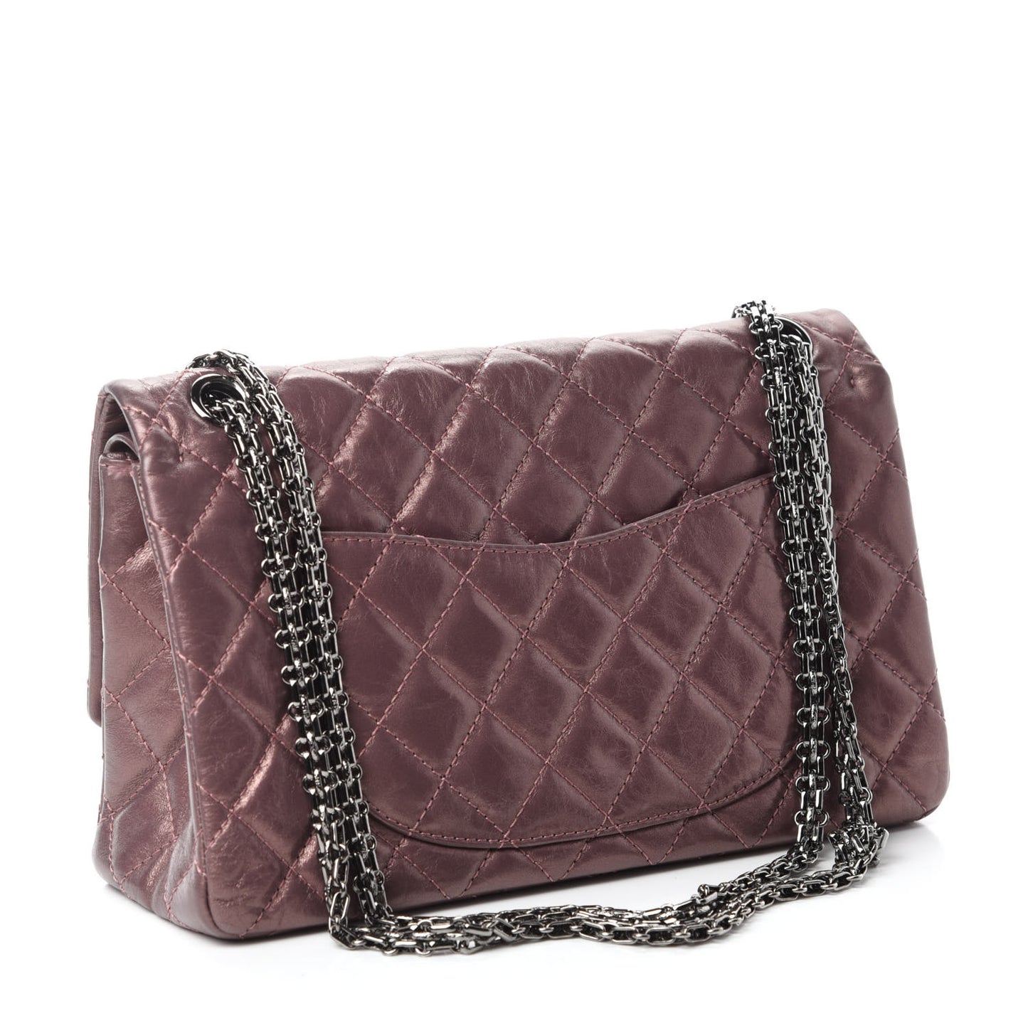 Metallic Aged Calfskin Quilted 2.55 Reissue 226 Flap Rose Fonce