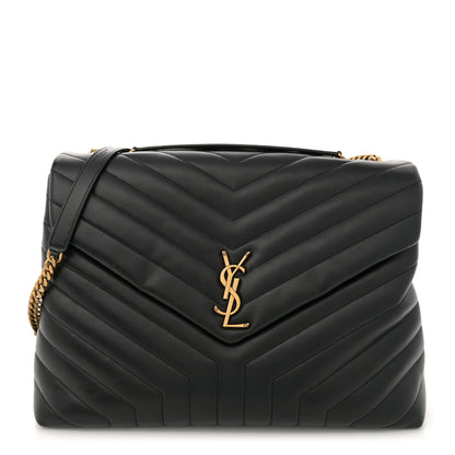 Saint Laurent Calfskin Y Quilted Monogram Large Loulou Chain Satchel Black 1 of 13