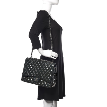 Chanel Patent Quilted Maxi Double Flap Navy Blue 2 of 23
