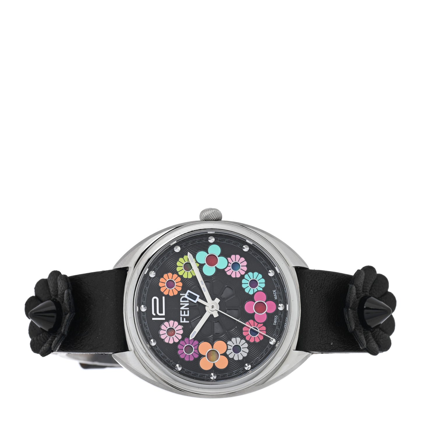 Stainless Steel Calfskin 34mm Momento Flowerland Quartz Watch Black