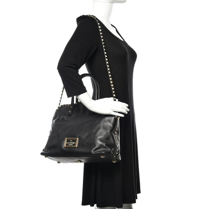 Valentino Garavani Vitello Rockstud Dome Satchel Black 2 of 18