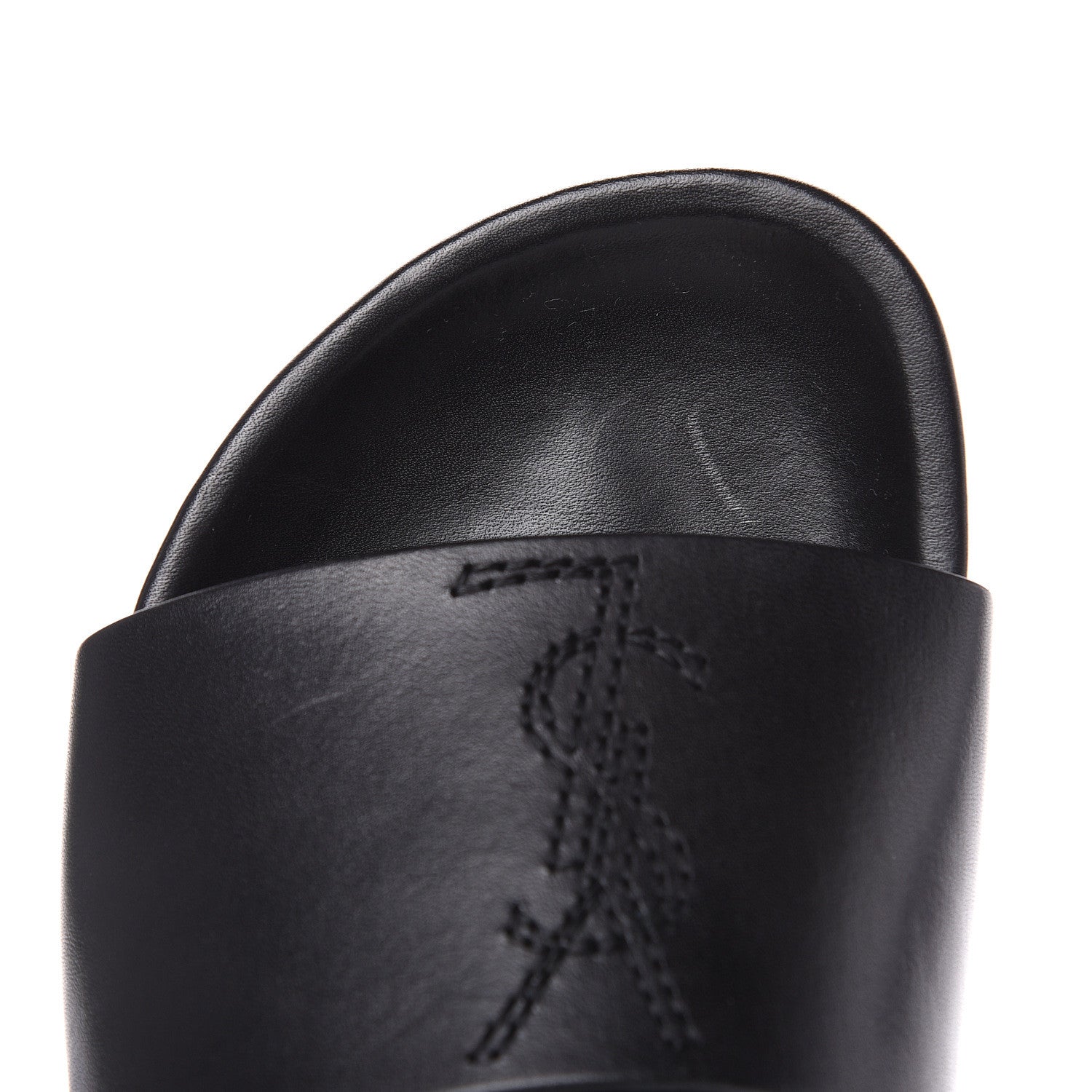 Saint Laurent Calfskin Monogram Jimmy Joan Slide Sandals 37 Black 10 of 12