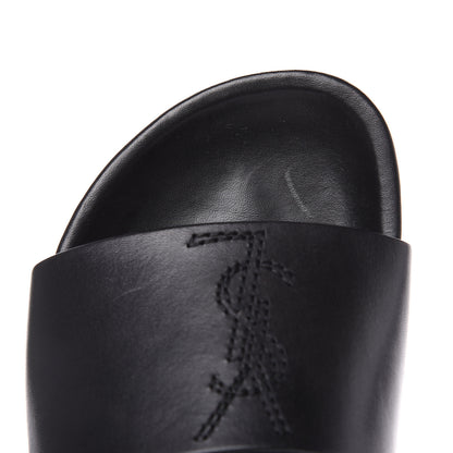 Saint Laurent Calfskin Monogram Jimmy Joan Slide Sandals 37 Black 10 of 12