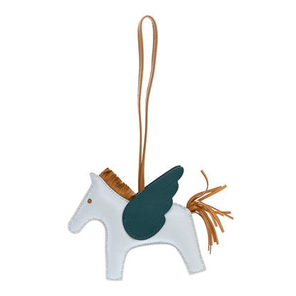 Hermes Milo Lambskin Grigri Rodeo Pegase Horse Bag Charm MM Bleu Brume Sesame Vert Bosphore 1 of 4