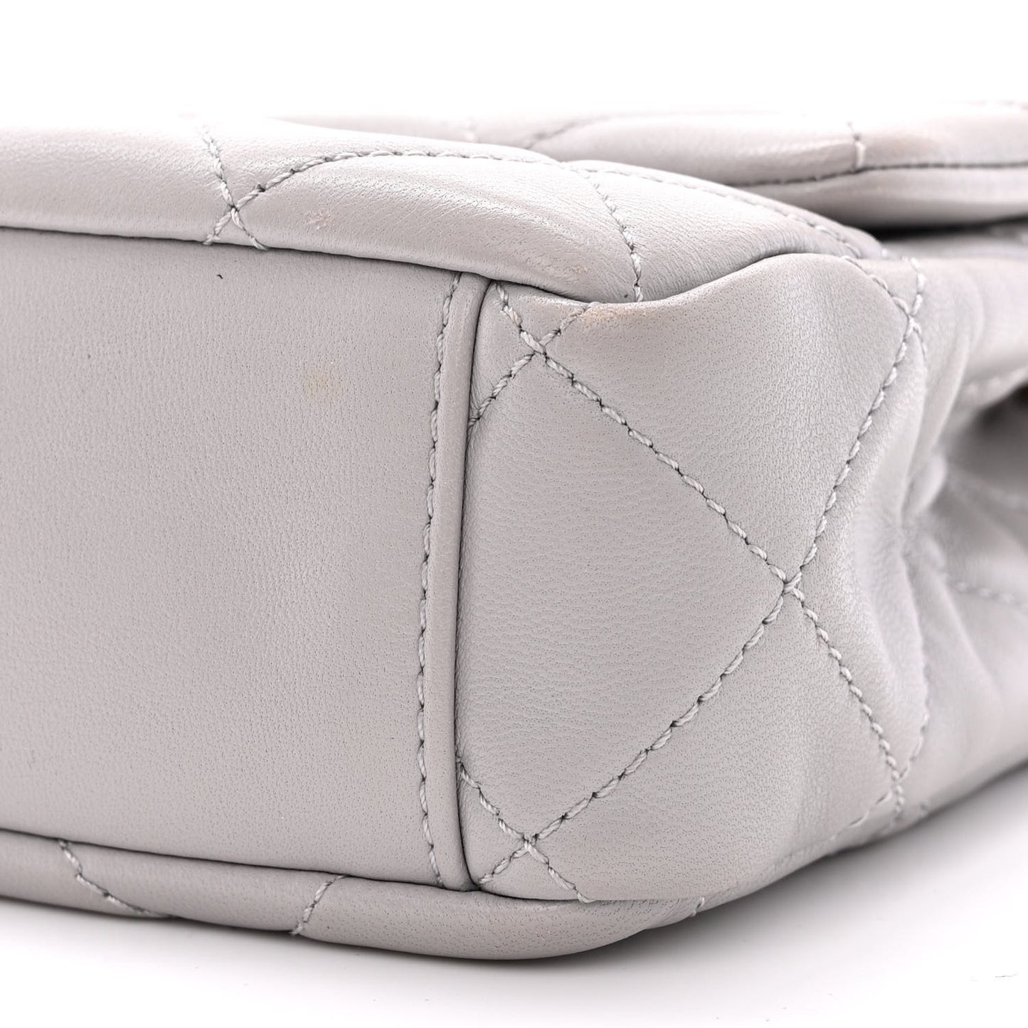 Lambskin Resin Quilted Flap Grey