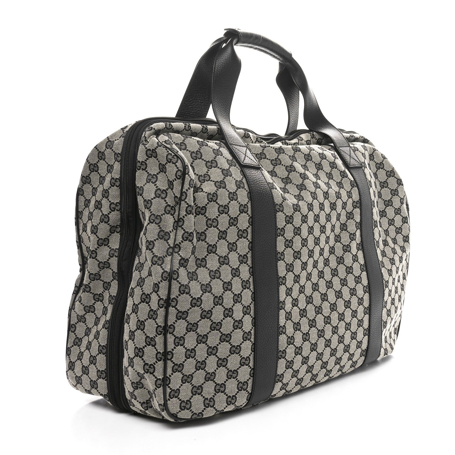 Gucci Monogram Textured Dollar Calfskin Suitcase Luggage Beige Black 3 of 10