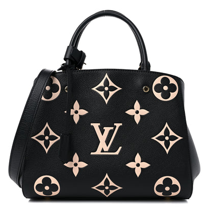 Louis Vuitton Empreinte Monogram Giant Montaigne MM Black Beige 1 of 9