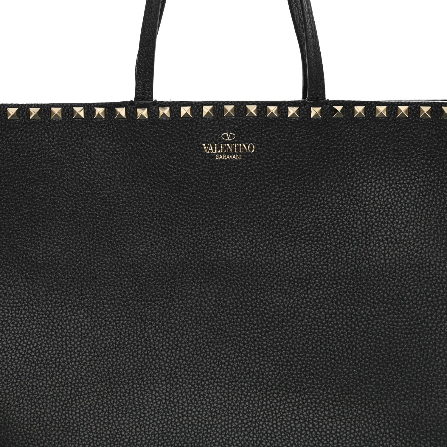 Valentino Garavani Grained Calfskin Rockstud Shoulder Tote Black 7 of 10