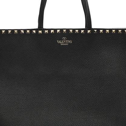 Valentino Garavani Grained Calfskin Rockstud Shoulder Tote Black 7 of 10