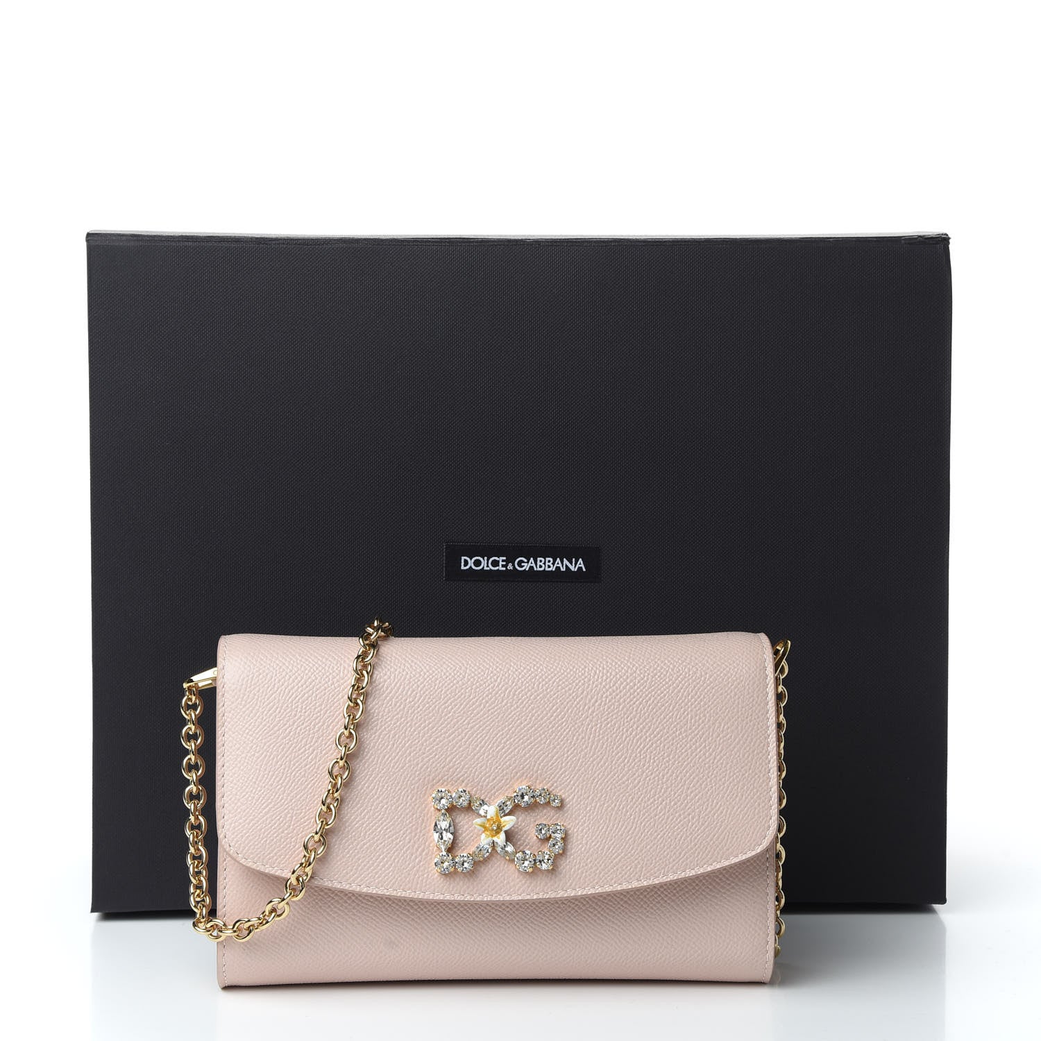 Dolce & Gabbana Dauphine Crystal Wallet On Chain Light Pink 10 of 10